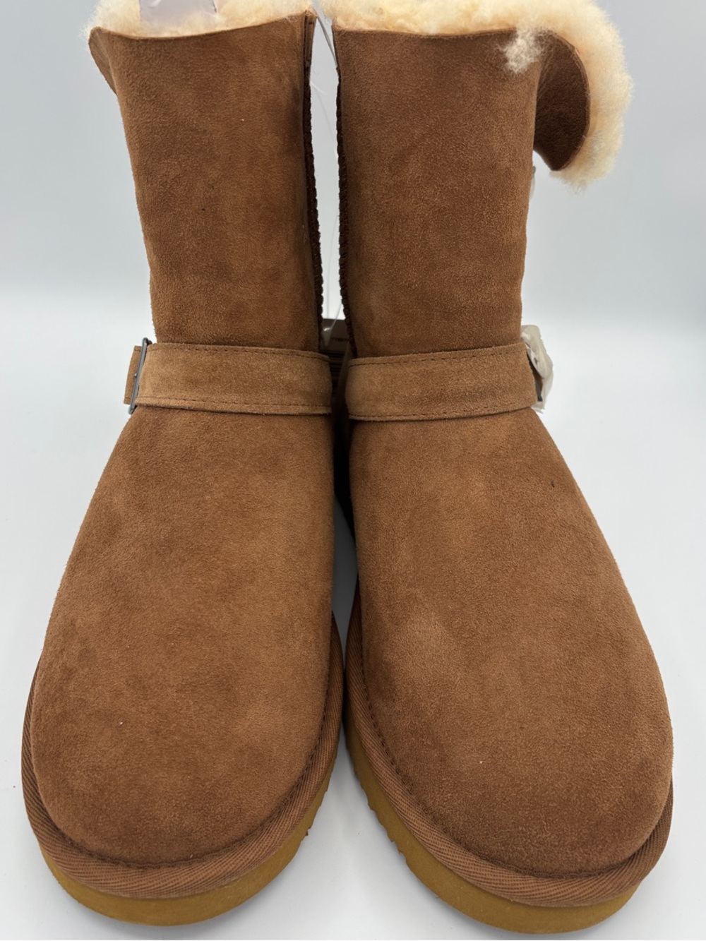 Kirklands Suede Shearling-Lined Buckle Boots - Chestnut - Size Women's 9